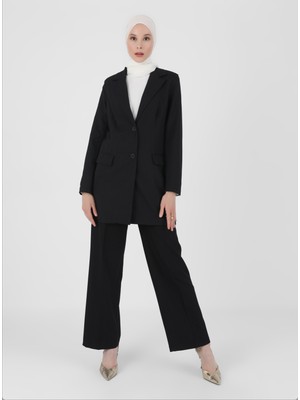 Refka Astarlı Cep Detaylı Blazer Ceket - Siyah - Refka Woman
