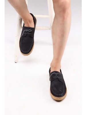 Alban Shoes Alban Bağcıklı Hakiki Deri Hasır Şerit Mantar Taban Klasik Füme Erkek Ayakkabısı