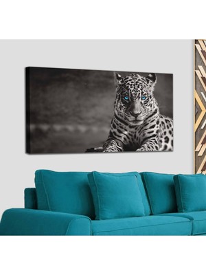 Dünyatablo Mavi Gözlü Leopar Dekoratif Kanvas Tablo 1162