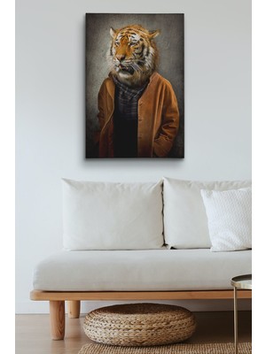 Dünyatablo Kaplan Adam Dekoratif Kanvas Duvar Tablosu