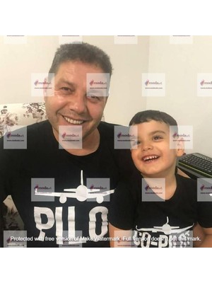 Modavals Pilot/co-Pilot Baba Çocuk T-Shirt Aile Kombin - Siyah