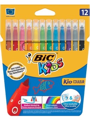 eOfis Unisex Çocuk Sarı Keçeli Boya Kalemi 12`li Kutu Ultra Yıkanabilir Renkli Kalemler