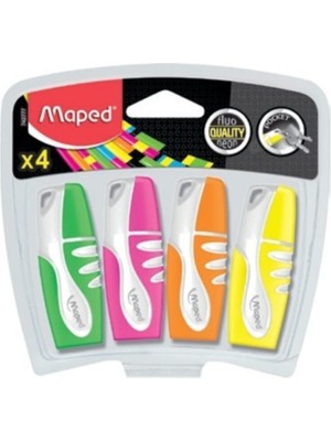 Maped Fosforlu Kalem (İşaret Kalemi) Mini 4 Lü Karışık Renk Blister 3154147427774