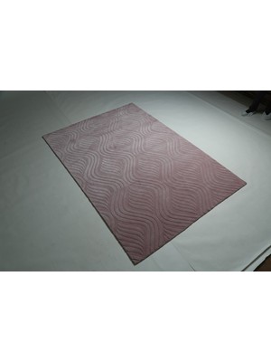 Çam Halı Emboss JR10 Pink Modern Desen Yeni Zellanda Yünü ve Viskon El Dokuması Halı