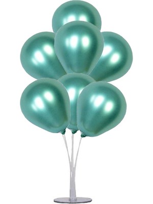 Best Parti Balon Standı ve 7 Adet Yeşil Renk Krom Balon