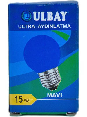 Ulbay 15W 230V E27 Mavi Cam Halojen Top Ampul