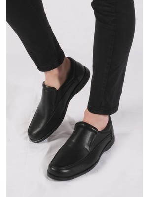 Alban Shoes Alban Bağcıksız Siyah Hakiki Deri Klasik Erkek Ayakkabı