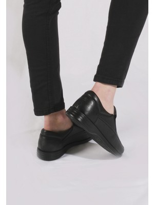 Alban Shoes Alban Bağcıksız Siyah Hakiki Deri Klasik Erkek Ayakkabı