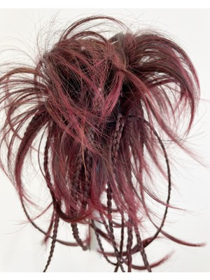 Prenses Peruk Canlı Kızıl Örgülü Model Hazır Topuz Tokası