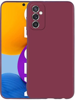 Smcase Samsung Galaxy M52 Kılıf Mat Kamera Korumalı Soft Premier Silikon+Nano Glass Mürdüm