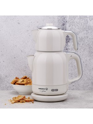 Korkmaz Çaytema Elektirikli Çaydanlık Vanilya / Krom A331-08