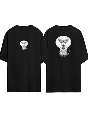 The Wert Ünisex Bambino Baskılı Siyah Oversize Tshirt