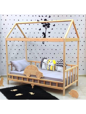 MiniWood Montessori Yatak Luxury Arabalı Çocuk Karyola