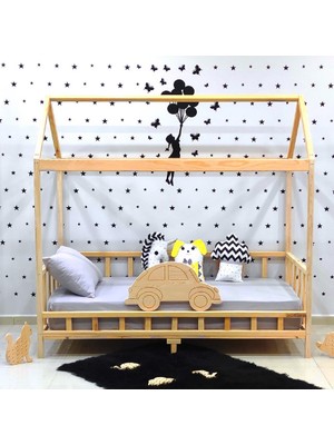 MiniWood Montessori Yatak Luxury Arabalı Çocuk Karyola