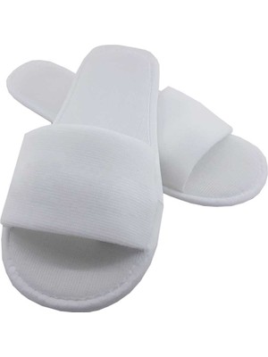 Private Label Önü Açık Kaymaz Taban Çift Katlı Havlu Beyaz Otel Terliği Tek Kullanımlık Kullan At