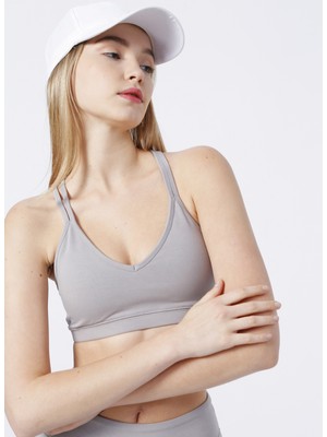 Comm-Ci Kadın Sporcu Sütyeni Koyu Gri Renkli Şık Sırt Detaylı Günlük Kullanım İçin
