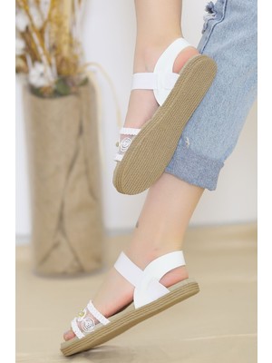 Hepsi Yeni Moda Hepsiyenimoda Taşlı Sandalet Beyaz