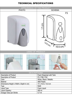 Şeker Portakalı Yayıncılık Vialli F5B Hazneli Köpük Sabun Dispenseri Aparatı 500 ml Siyah