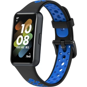 Huawei Band 7/7 Nfc Black+Mavi Için Nefes Alabaş Silikon Saat Band( Yurt Dışından )