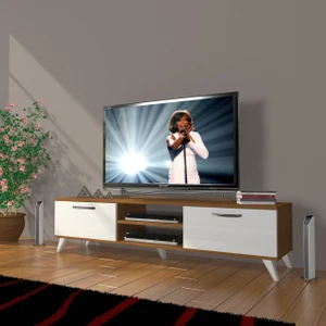 Eko 140 Mdf DVD Retro Tv Ünitesi Tv Sehpası - Ceviz - Beyaz