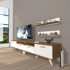 Eko 200R Mdf Retro Tv Ünitesi Tv Sehpası - Ceviz - Beyaz