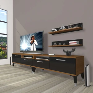 Eko 220R Mdf Silver Tv Ünitesi Tv Sehpası - Ceviz - Siyah