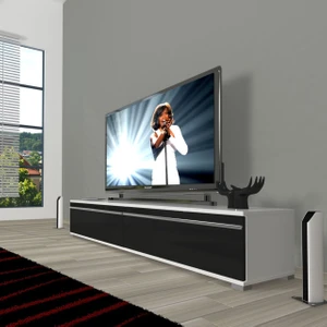 Eko 140T Mdf Tv Ünitesi Tv Sehpası - Beyaz - Siyah