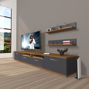 Eko 200R Mdf Tv Ünitesi Tv Sehpası - Ceviz - Antrasit