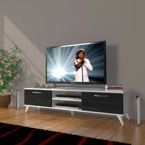 Eko 140 Slm DVD Retro Tv Ünitesi Tv Sehpası - Beyaz - Siyah