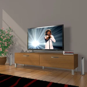 Eko 140 Mdf Std Krom Ayaklı Tv Ünitesi Tv Sehpası - Naturel Ceviz