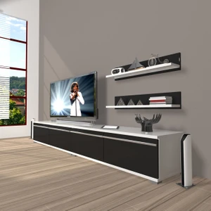 Eko 200T Mdf Tv Ünitesi Tv Sehpası - Beyaz - Siyah