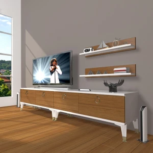 Eko 220T Mdf Gold Tv Ünitesi Tv Sehpası - Beyaz - Ceviz