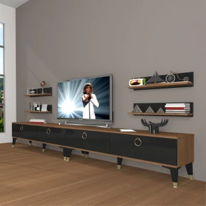 Eko 360R Mdf Gold Tv Ünitesi Tv Sehpası - Ceviz - Siyah