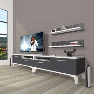 Eko 200R Mdf Silver Tv Ünitesi Tv Sehpası - Beyaz - Antrasit