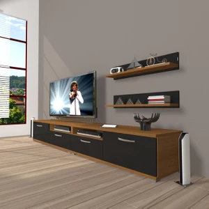 Eko 200R Mdf Tv Ünitesi Tv Sehpası - Ceviz - Siyah