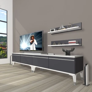 Eko 200T Mdf Silver Tv Ünitesi Tv Sehpası - Beyaz - Antrasit