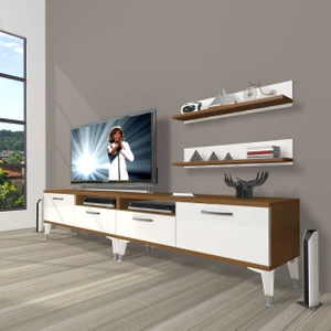 Eko 220R Mdf Silver Tv Ünitesi Tv Sehpası - Ceviz - Beyaz