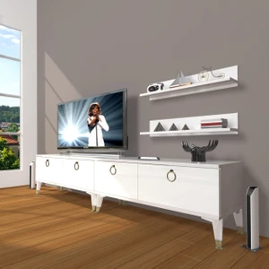 Eko 220T Mdf Gold Tv Ünitesi Tv Sehpası - Parlak Beyaz