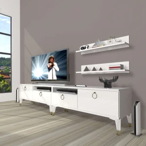 Eko 220R Mdf Gold Tv Ünitesi Tv Sehpası - Parlak Beyaz