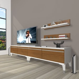 Eko 220T Mdf Silver Tv Ünitesi Tv Sehpası - Beyaz - Ceviz