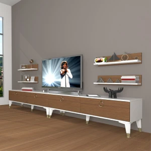 Eko 360R Mdf Gold Tv Ünitesi Tv Sehpası - Beyaz - Ceviz