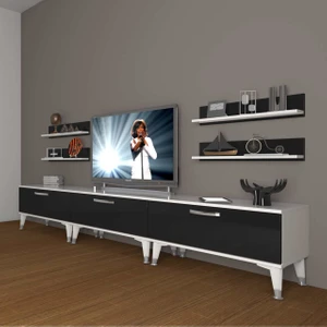 Eko 270R Slm Silver Tv Ünitesi Tv Sehpası - Beyaz - Siyah