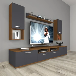 Eko 5220DA Mdf Tv Ünitesi Tv Sehpası - Ceviz - Antrasit
