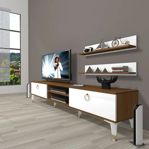 Eko 4 Mdf DVD Gold Tv Ünitesi Tv Sehpası - Ceviz - Beyaz