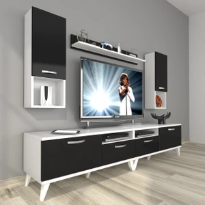 Eko 5220DA Mdf Retro Tv Ünitesi Tv Sehpası - Beyaz - Siyah