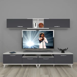 Eko 5220 Mdf Retro Tv Ünitesi Tv Sehpası - Beyaz - Antrasit