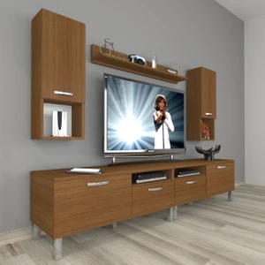 Eko 5220DA Mdf Krom Ayaklı Tv Ünitesi Tv Sehpası - Naturel Ceviz
