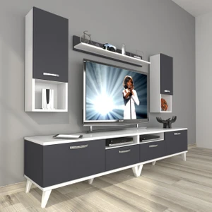 Eko 5220DA Mdf Retro Tv Ünitesi Tv Sehpası - Beyaz - Antrasit