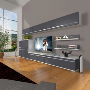 Eko 8 Mdf Std Tv Ünitesi Tv Sehpası - Beyaz - Antrasit