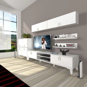 Eko 6y Mdf DVD Gold Tv Ünitesi Tv Sehpası - Parlak Beyaz